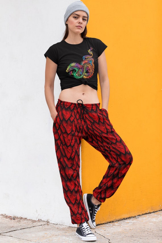 Buy Ruby Dragon Scale Slim Fit Women s Joggers Red Dragon s Scales Sweatpants Online in India Etsy