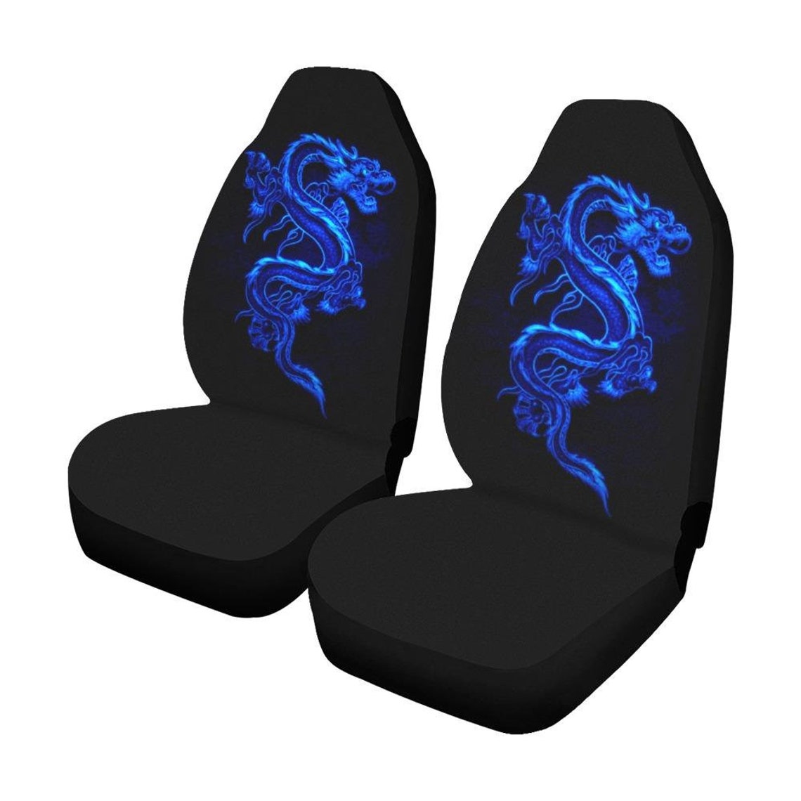 Blue Fire Dragon Car Seat Covers Set of 2 Fantasy Bucket Etsy