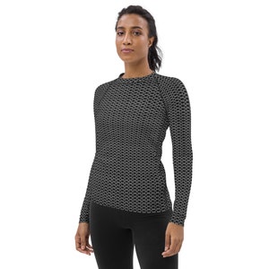 Chain Mail Women's Rash Guard, Knight Cosplay Shirt, Chainmail Long Sleeve, Halloween Costume image 4
