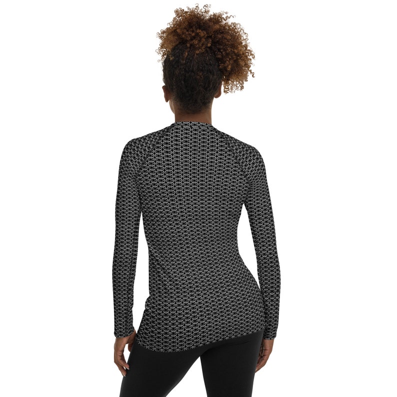 Chain Mail Women's Rash Guard, Knight Cosplay Shirt, Chainmail Long Sleeve, Halloween Costume image 7
