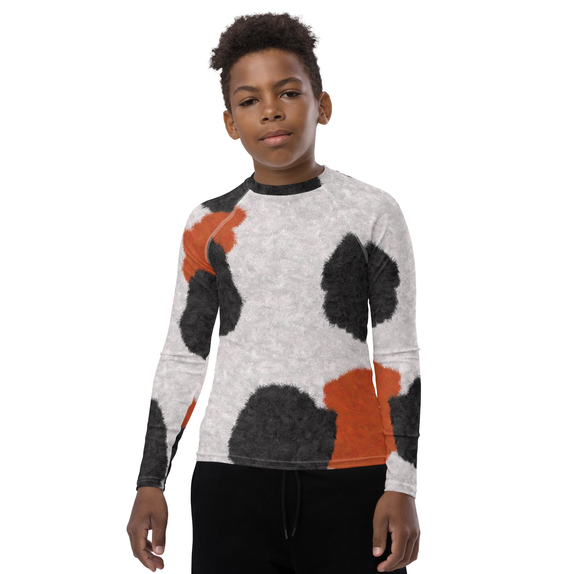 Cat Rash Guard Calico Cat Fur Pattern Youth Rash Guard, Kitty Print Children's Long ...