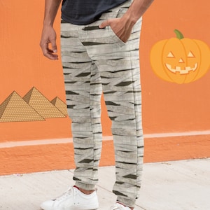 Mummy Wrap Slim Fit Men's Joggers, Bandages Jogging Pants, Mummified Sweats, Halloween Costume, Egyptian Pants image 1