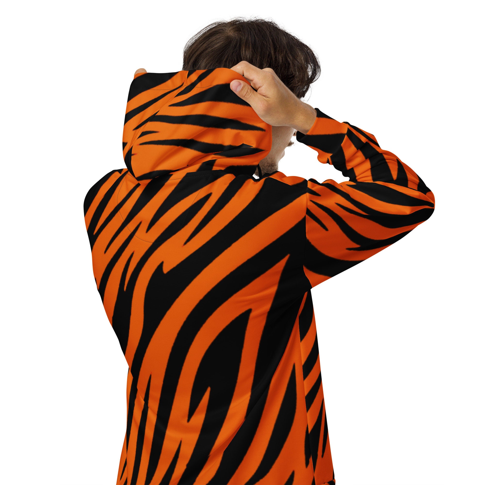Tiger Stripe Print Unisex Zip Hoodie Sporty Tiger Stripes Full Zip Hoodie Etsy UK