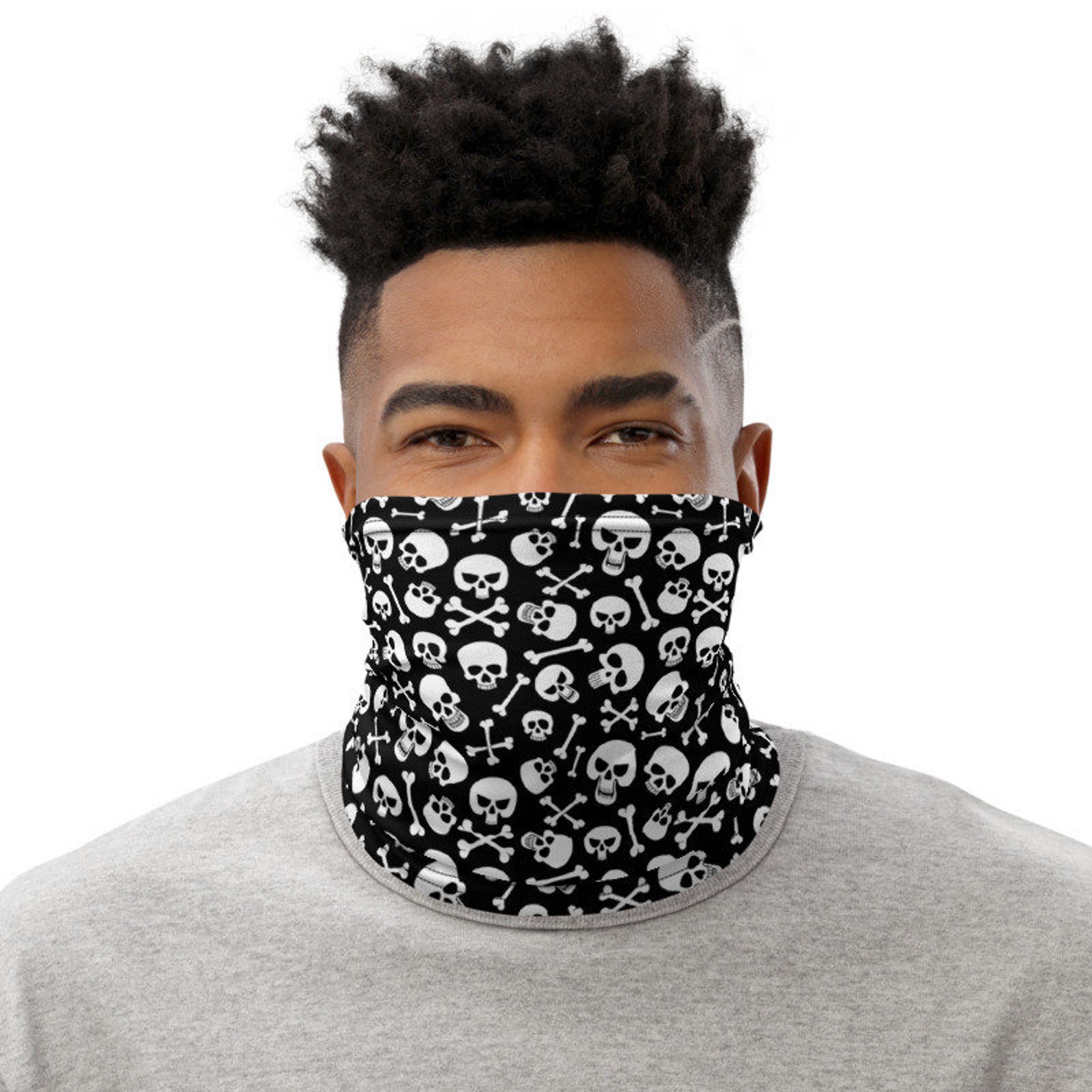Skulls & Crossbones Neck Gaiter Skull and Bones Face Mask Etsy