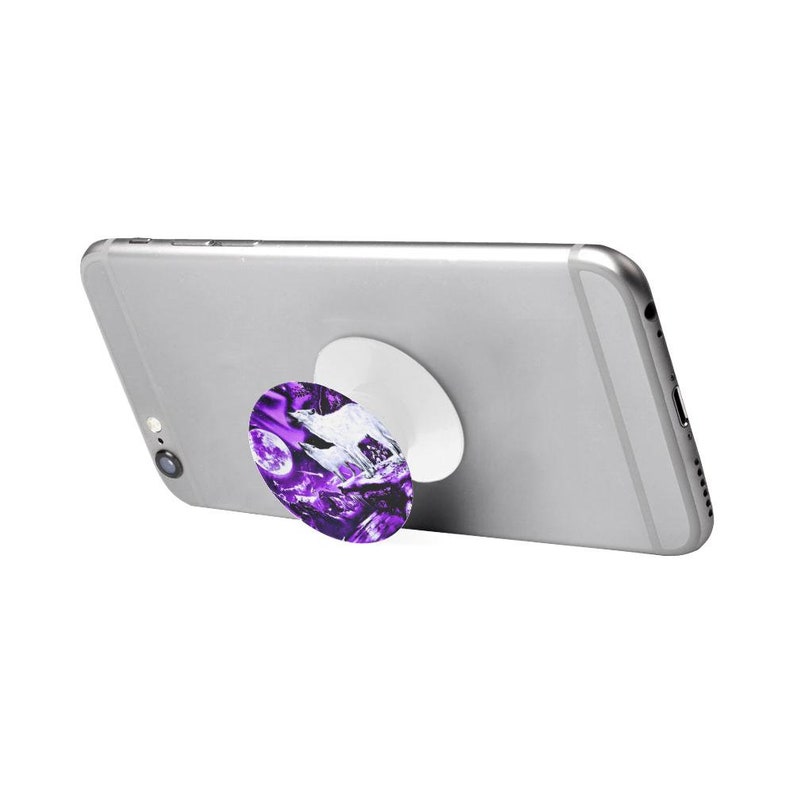 Purple Sky Animal Pop Socket Nature Cell Accessory Howling Wolves Multi-Function Cell Phone Stand