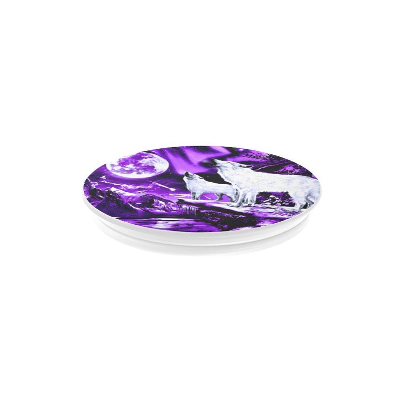 Purple Sky Animal Pop Socket Nature Cell Accessory Howling Wolves Multi-Function Cell Phone Stand