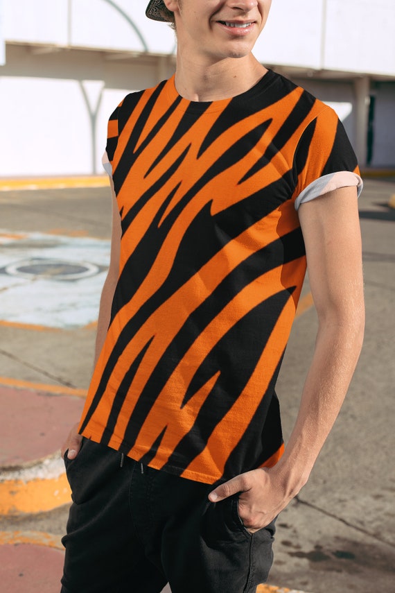 Men's Tiger Stripe T-shirt Animal Fur Pattern Shirt -  Israel