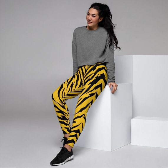 Black and Gold Tiger Stripes Women s Slim Fit Joggers Tiger s Stripe Pattern Sweatpants for Ladies Etsy UK