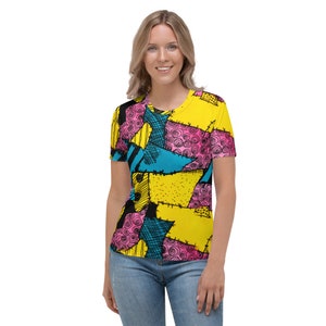 Sally Stitches Women's T-shirt, Patchwork Short Sleeve Shirt image 3