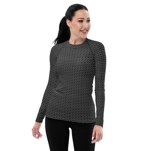 Chain Mail Women's Rash Guard, Knight Cosplay Shirt, Chainmail Long Sleeve, Halloween Costume image 9
