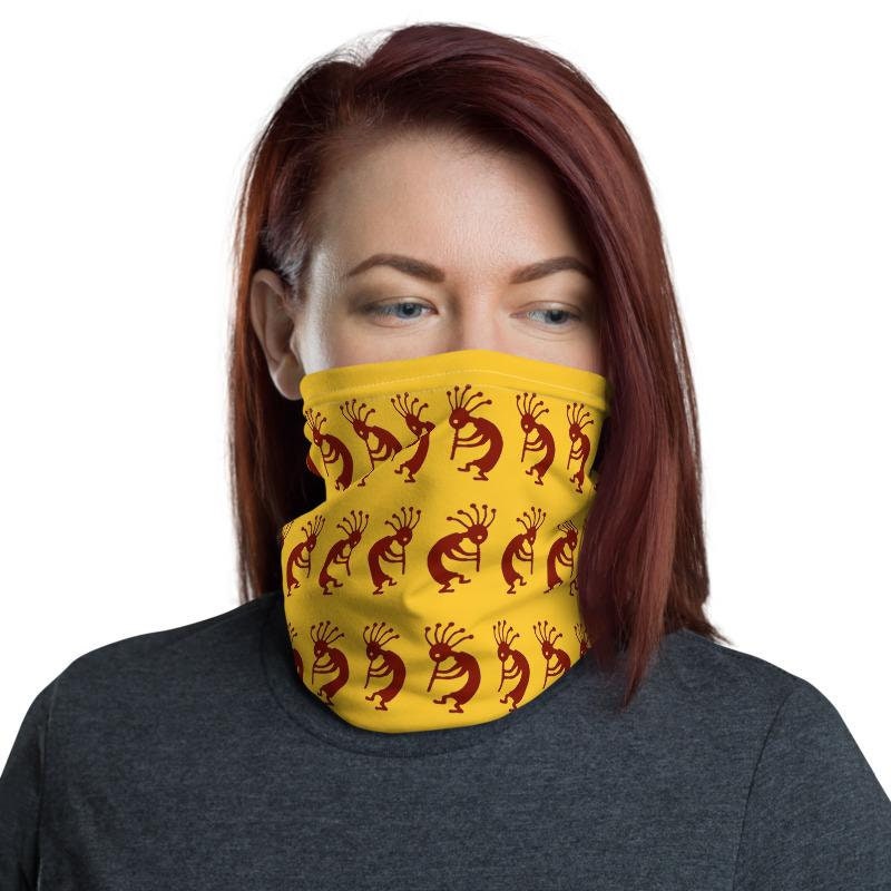 Kokopelli Red and Yellow Neck Gaiter Southwestern Face Mask Etsy