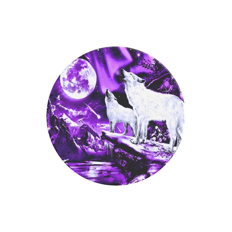 Purple Sky Animal Pop Socket Nature Cell Accessory Howling Wolves Multi-Function Cell Phone Stand