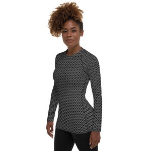 Chain Mail Women's Rash Guard, Knight Cosplay Shirt, Chainmail Long Sleeve, Halloween Costume image 8