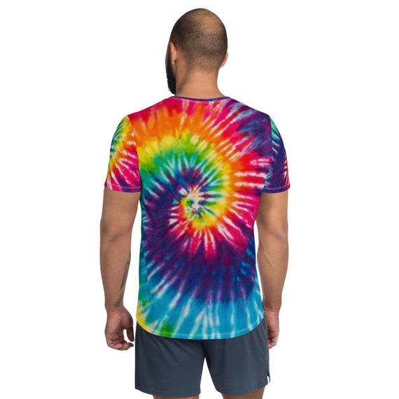 Rainbow Tie Dye Men's Athletic T-shirt 