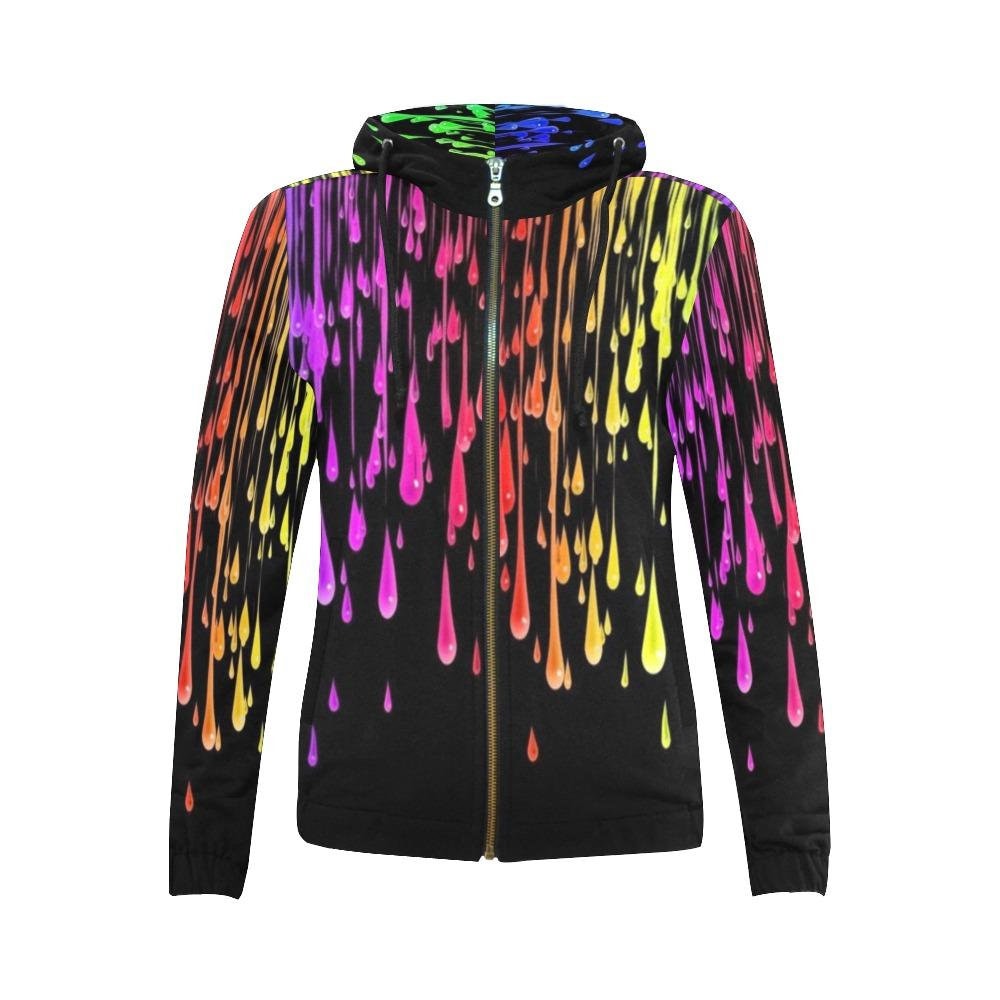 Rainbow Drip Zipup Hoodie Etsy