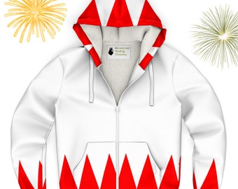 White Mage Microfleece Zip-up Hoodie, Warm Thick Zipper Jacket