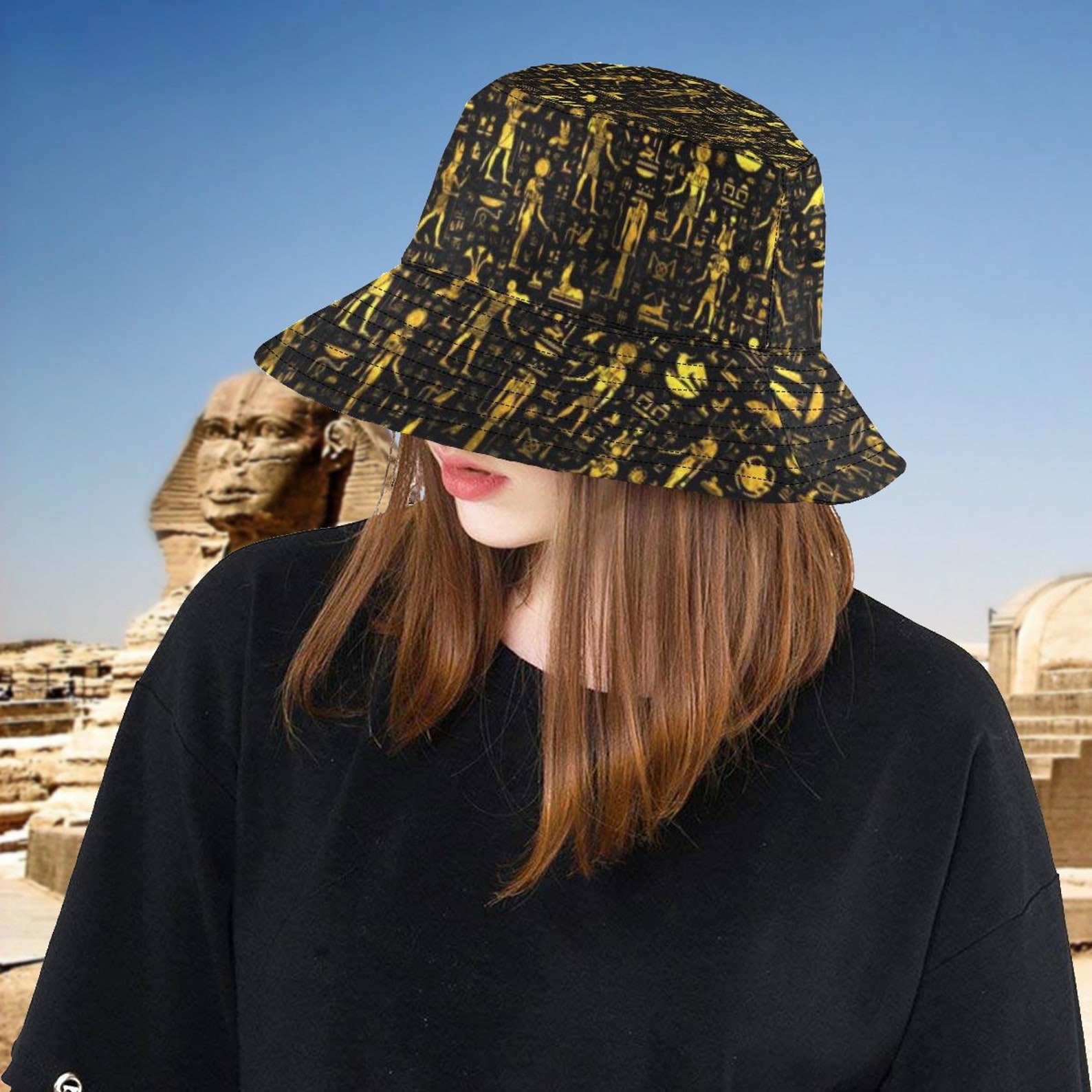 Egyptian Hieroglyph Bucket Hat Ancient Egypt Hat Summer Etsy