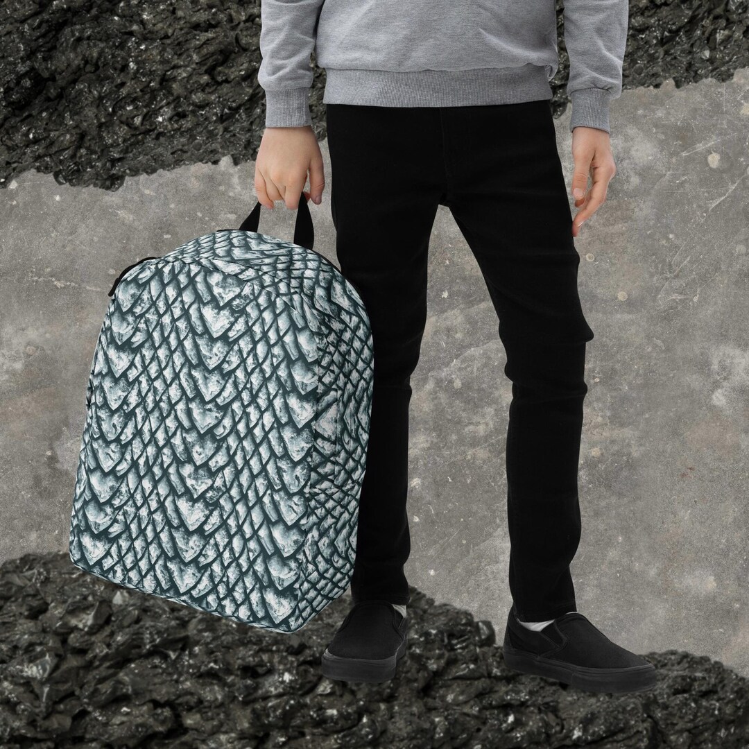 Ice Dragon Scale Minimalist Backpack, White Dragon Scales Pattern Book ...
