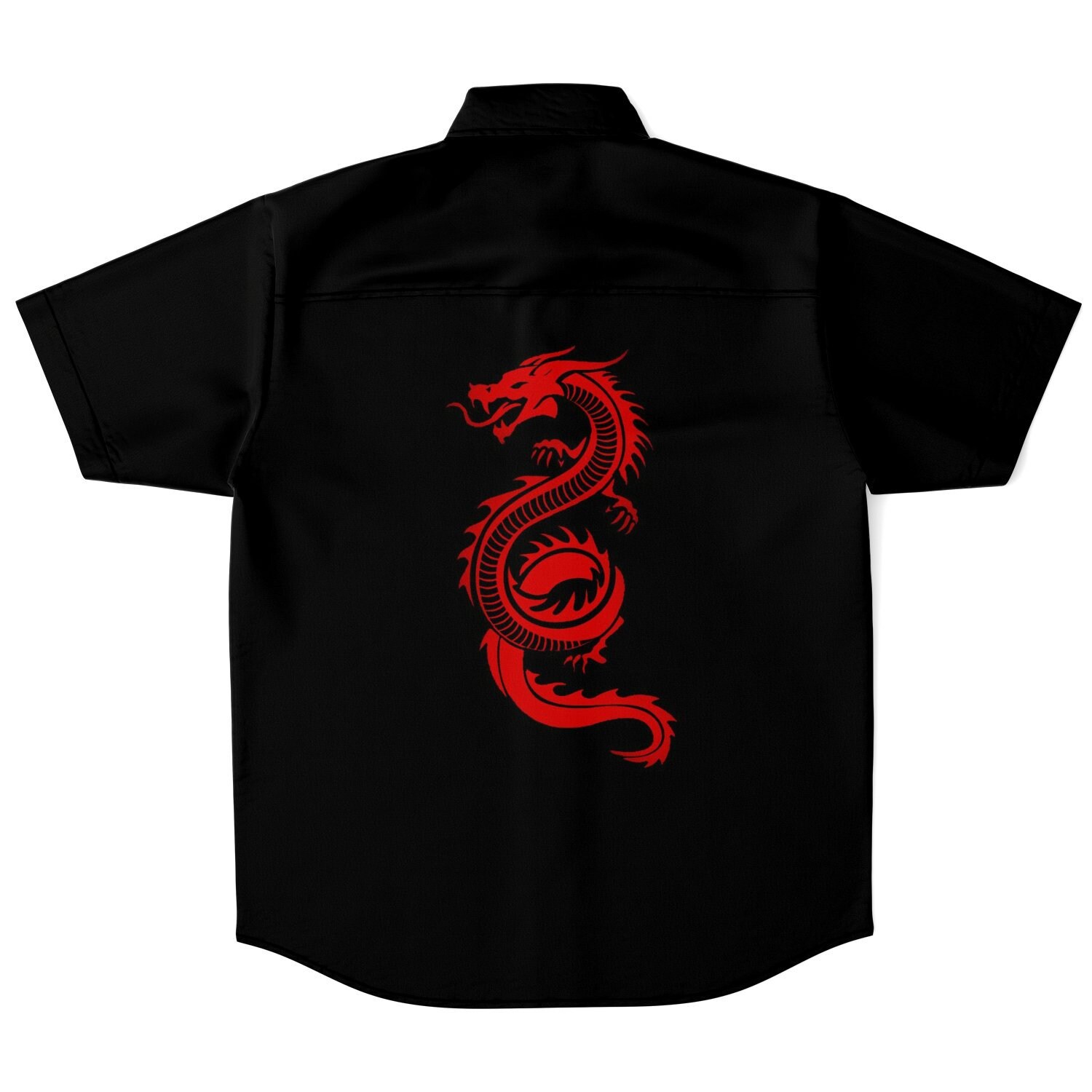 Men's Crimson Dragon Button Down Shirt Red Asian Dragon Etsy