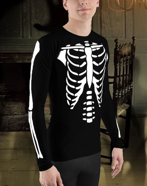 T-shirt De Compression Homme à Manches Longues - Impression 3D Squelette En Flamme - Pour Sport, Gym, Costume Halloween