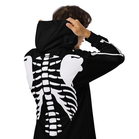 Mr Bones Unisex Zip Hoodie, Skeleton Print Full Zip Hoodie Mr Bones Unisex Zip Hoodie, Skeleton Print Full Zip Hoodie