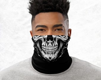Ghostly Skull Neck Gaiter, Casual Halloween Face Mask