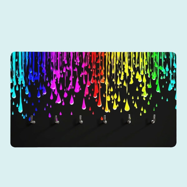 Rainbow Drip Wall Mounted Decor Key Holder, Colorful and Useful Paint Drip Decor