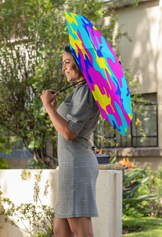 Neon Camo Automatic Foldable Umbrella Colorful Camouflage Auto