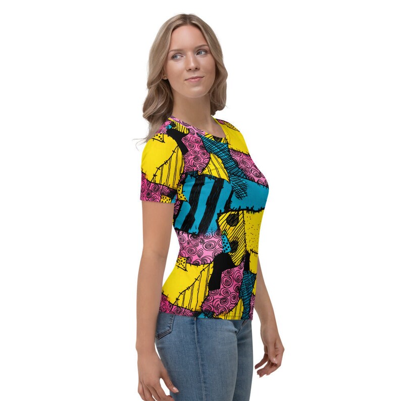 Sally Stitches Women's T-shirt, Patchwork Short Sleeve Shirt image 4