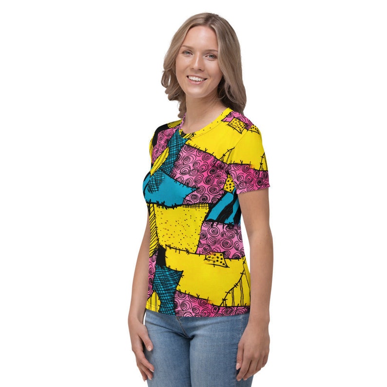 Sally Stitches Women's T-shirt, Patchwork Short Sleeve Shirt image 2