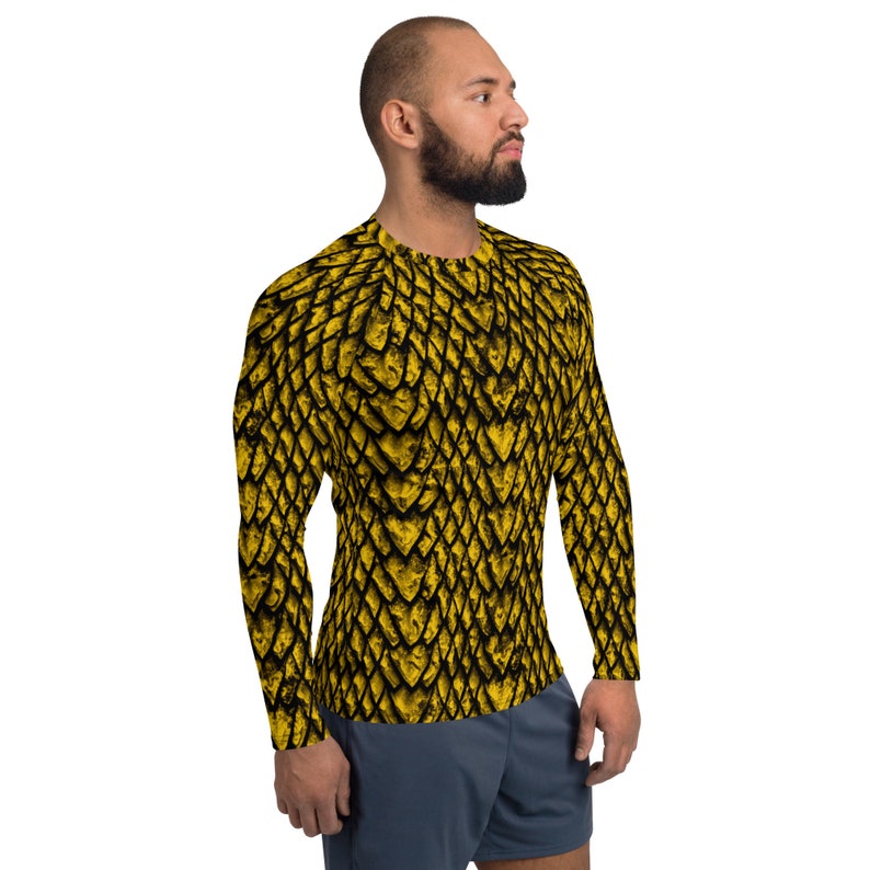 Gold Rash Guard Designs Gold Dragon Scale Men's Rash Guard, Fantasy Print Long Sleeve Shirt - Etsy