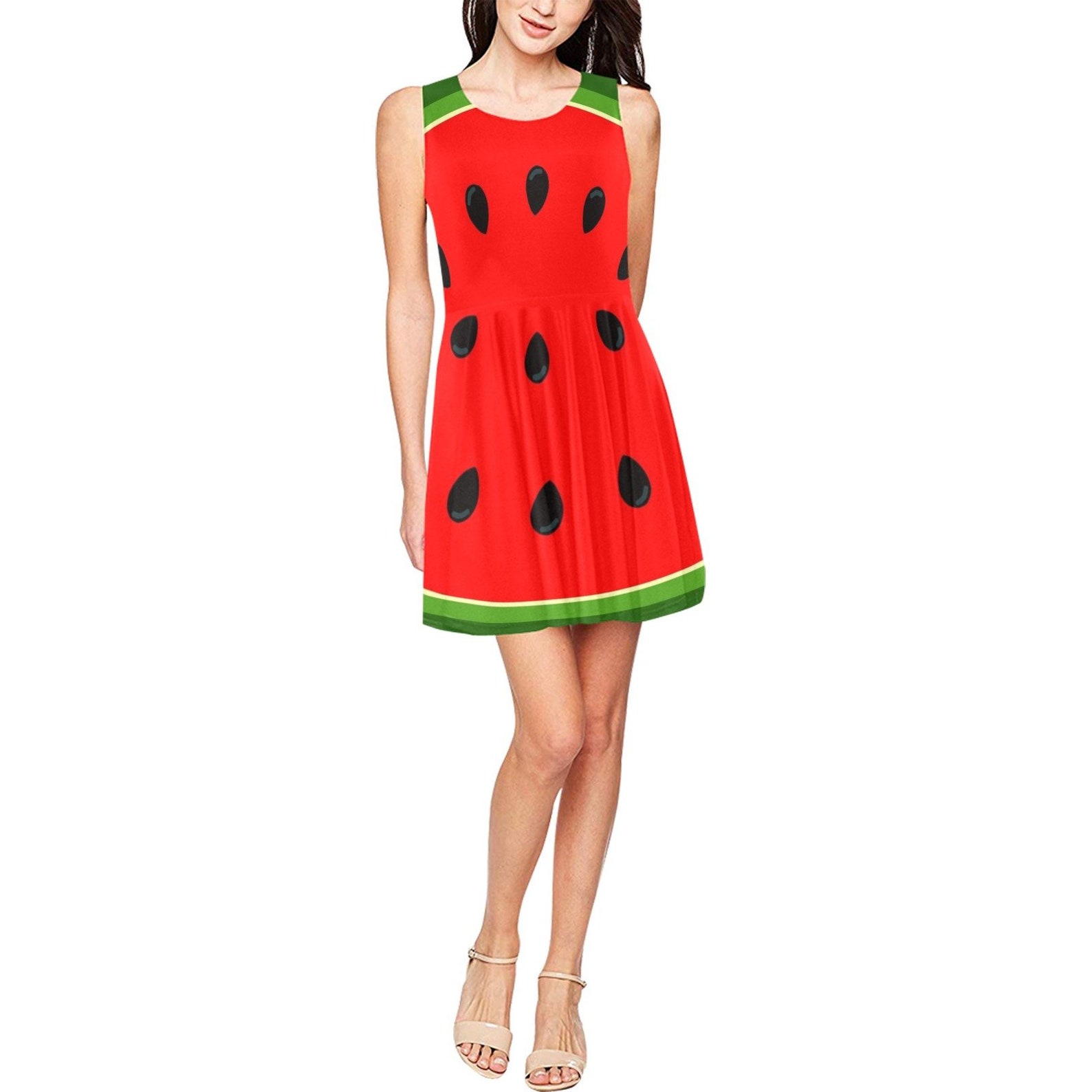 Watermelon Sleeveless Skater Dress Fruit Summer Dress Food Etsy