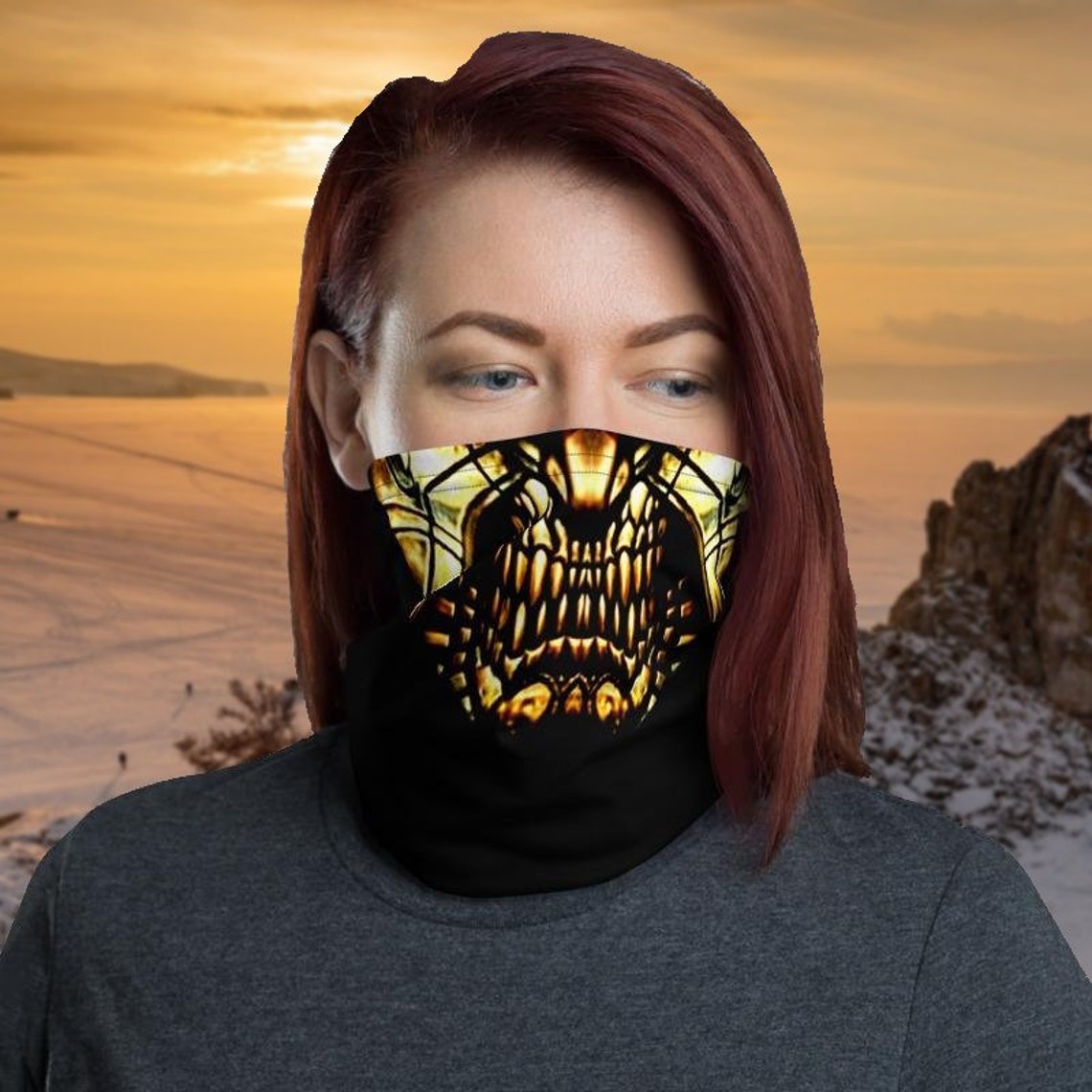 Bronze Wolf Neck Gaiter Cyberpunk Face Mask Metal Animal Etsy