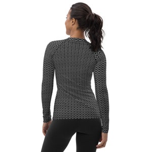 Chain Mail Women's Rash Guard, Knight Cosplay Shirt, Chainmail Long Sleeve, Halloween Costume image 3