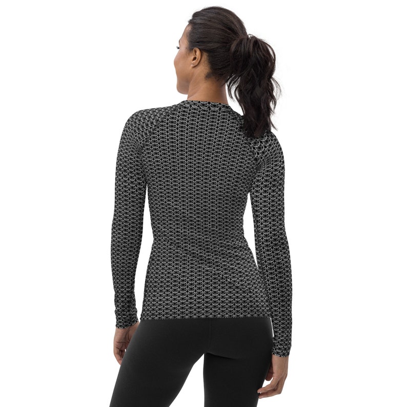 Chain Mail Women's Rash Guard, Knight Cosplay Shirt, Chainmail Long Sleeve, Halloween Costume image 3