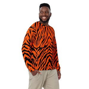 Bengal Tiger Stripe Unisex Sweatshirt, Sporty Tiger Stripes Casual Long Sleeve Sweat Shirt afbeelding 2