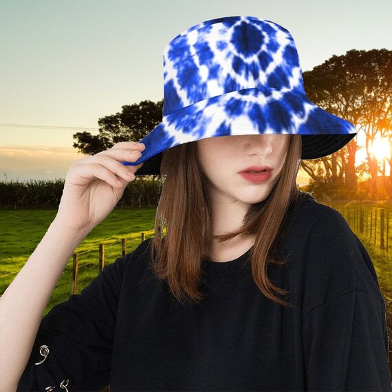 Blue Shibori Tie Dye Bucket Hat 