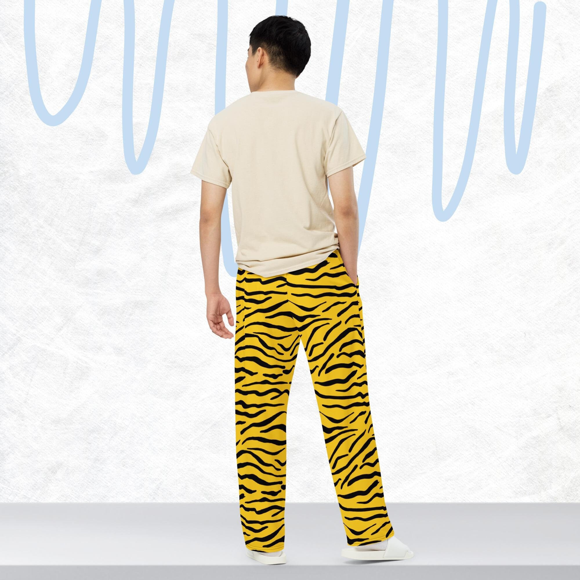 Black and Yellow Tiger Stripe Unisex Wide-leg PJ Pants
