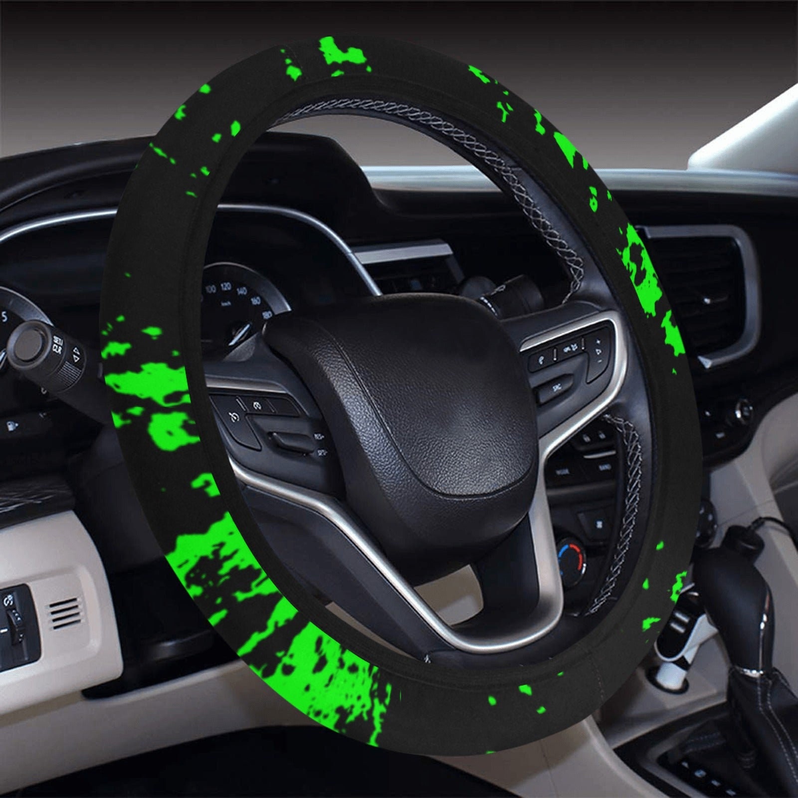 Neon Green Spray Steering Wheel Cover