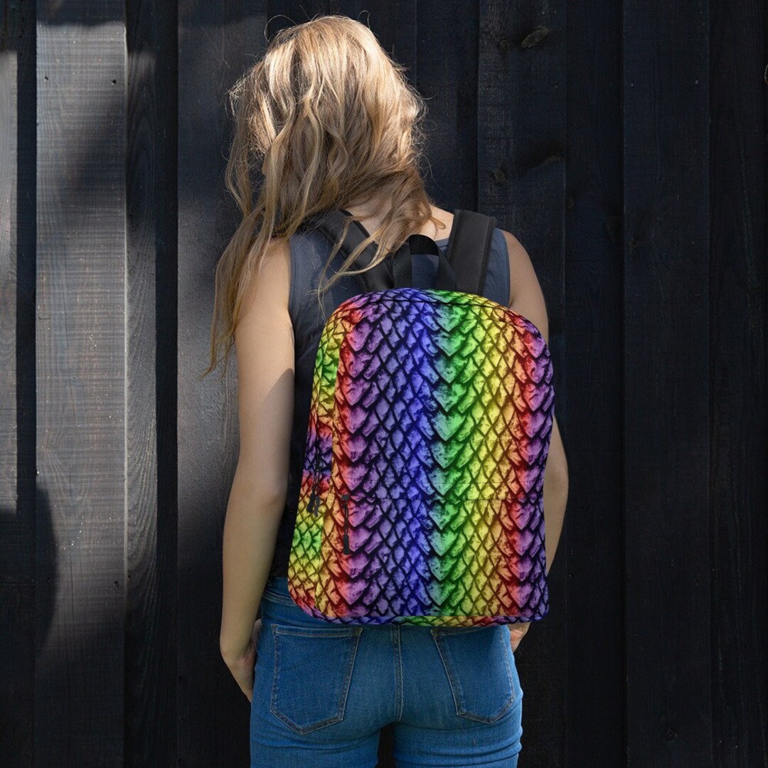 Rainbow Dragon Scale Backpack, Colorful Fantasy Themed Water Resistant ...
