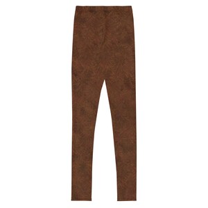 Brown Fur Print Youth Leggings, Brown Animal Fur Pattern Pants image 6