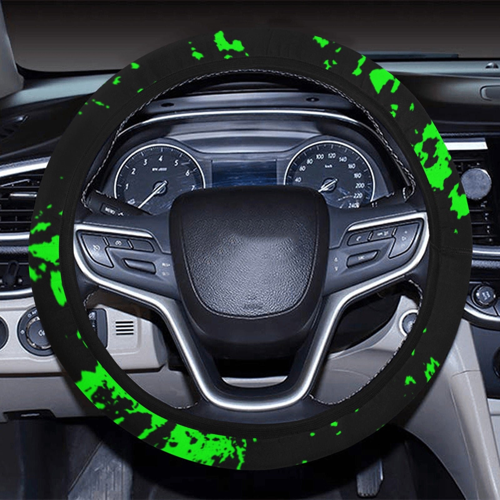 Neon Green Spray Steering Wheel Cover