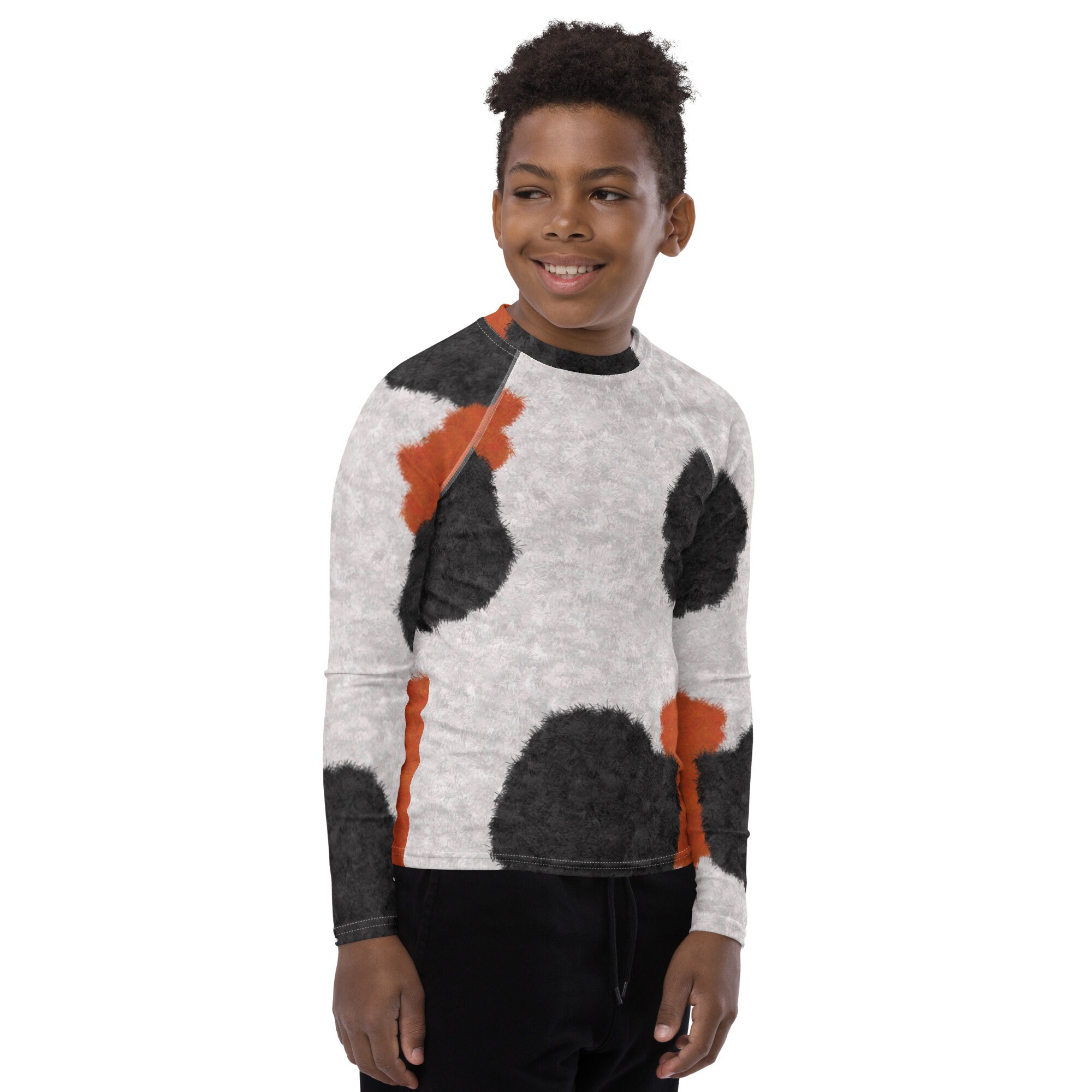 Cat Rash Guard Calico Cat Fur Pattern Youth Rash Guard, Kitty Print Children's Long ...