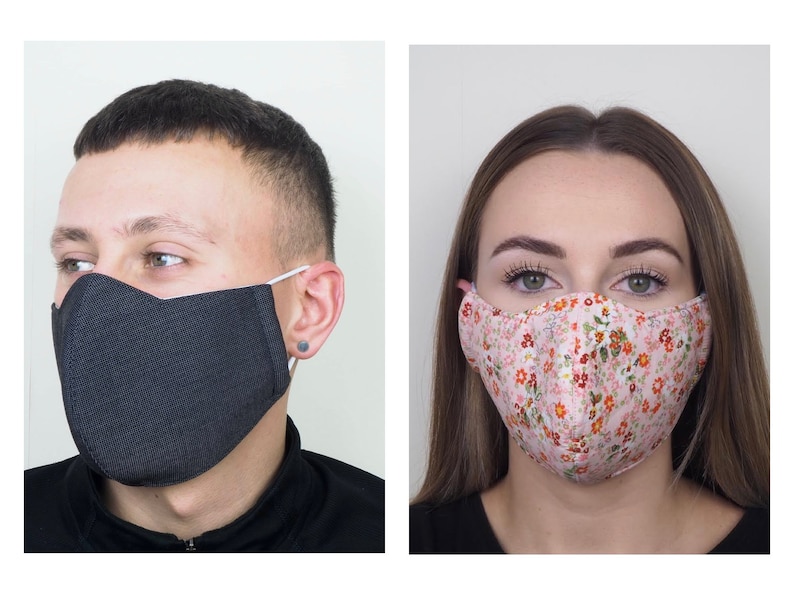 UK BREATHABLE Triple Layer Face Mask, Triple Layer Filter, Adjustable Soft Round Strap. Premium Fabric Cloth Face Mask. Washable Face Mask image 2