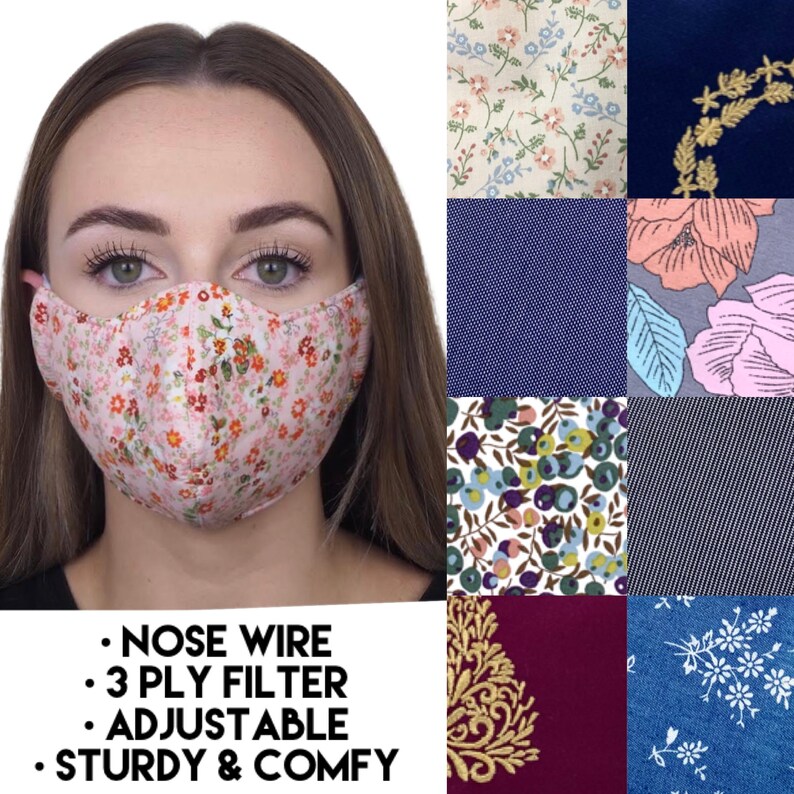 UK BREATHABLE Face Mask with Nose Wire 5 Layers with 3Ply Etsy
