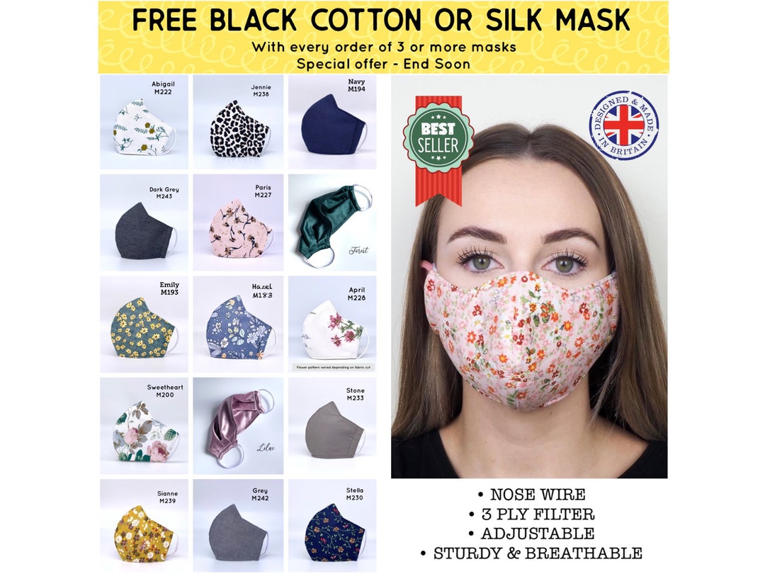 UK BREATHABLE Face Mask With Nose Wire With 3ply Builtin Etsy UK