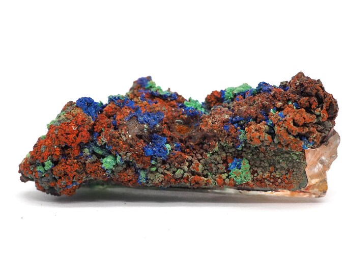 Quartz with Malachite Azurite 50mm x 20mm (18 grams). Special find! Fair trade crystals and minerals from Morocco. Ethically sourced.