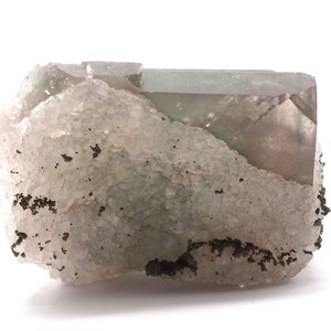 Fluorite with quartz 70mm x 55mm (286grams). Special find! Huge Fluorite cube. Pure energy. Ethically sourced, fair trade mineral.