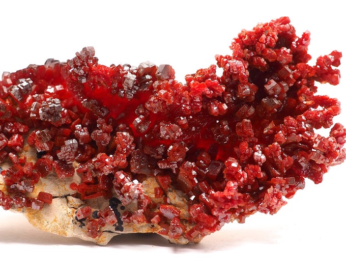 Pure Vanadinite 95mm x 40mm 92 grams. Extraordinary rare find! Beautiful quality. Pure, clean. Ethically sourced fair trade mineral.