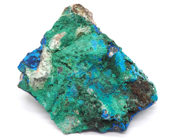 Malachite azurite chrysocolla quartz 120mm x 110mm (588 grams)